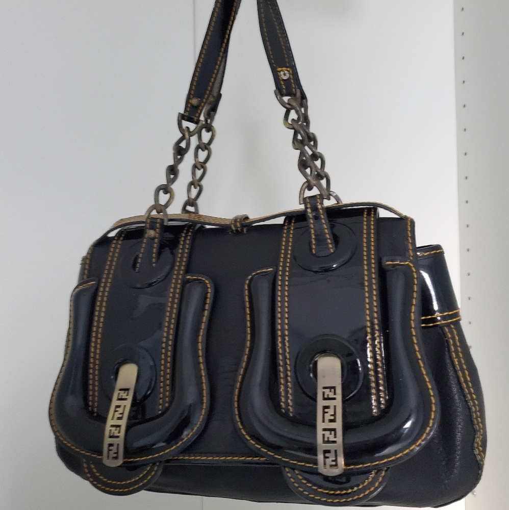 Authentic Fendi B Buckle Shoulder Tote bag